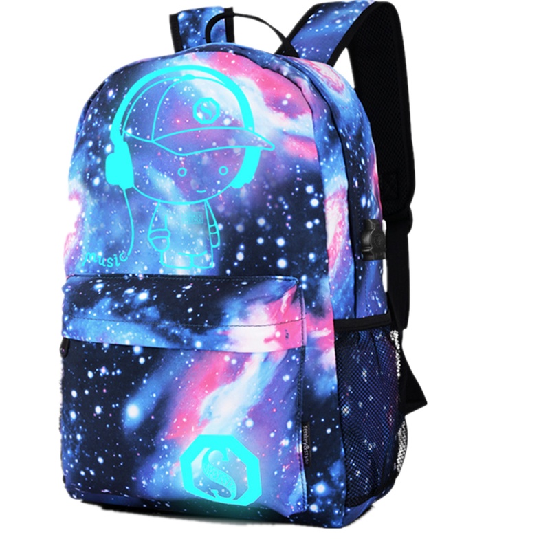 山奇品一 夜光儿童双肩包 韩版牛津布男印花背包 中学生女定制书包