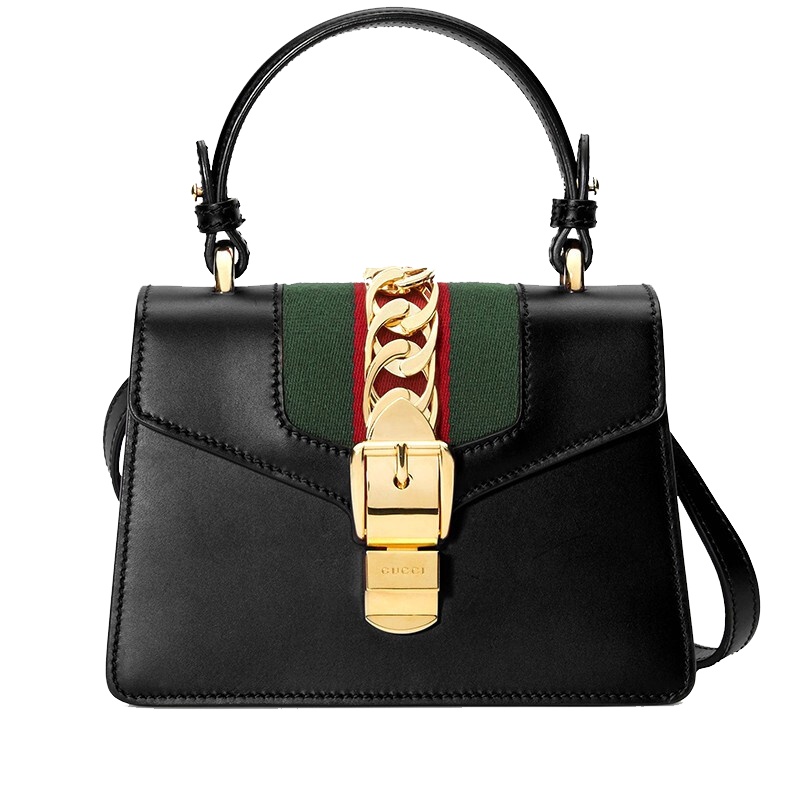 [海外直邮]GUCCI 古驰女包牛皮黑色迷你单肩包/斜跨包/手提包470270 D4ZAG 8015
