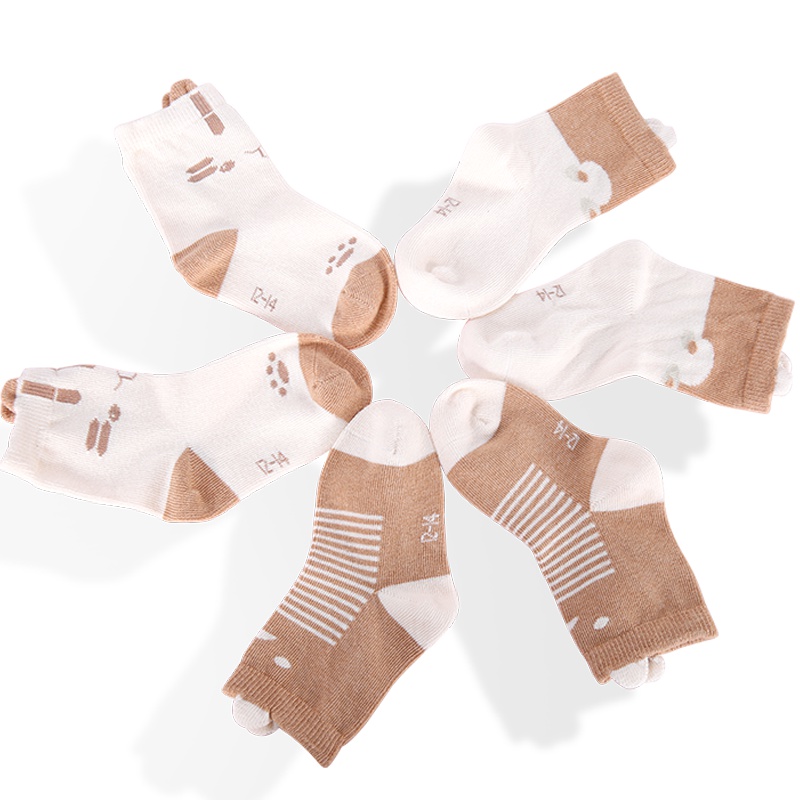 spiritkids彩棉宝宝婴儿袜子新生儿童透气款0-1-3岁小孩袜子