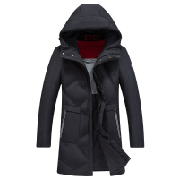 雪中飞羽绒服男青年连帽中长款休闲外套2019冬季新款加厚防寒外套