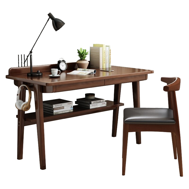 一米色彩 书桌 北欧实木电脑桌简约现代家用原木小户型儿童写字桌办公桌现代学生写字台 书房家具