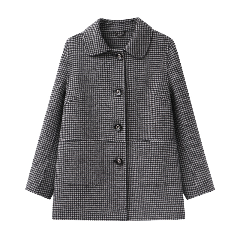 恒源祥女士毛呢大衣秋冬款纯色修身毛呢时尚妈妈羊毛外套