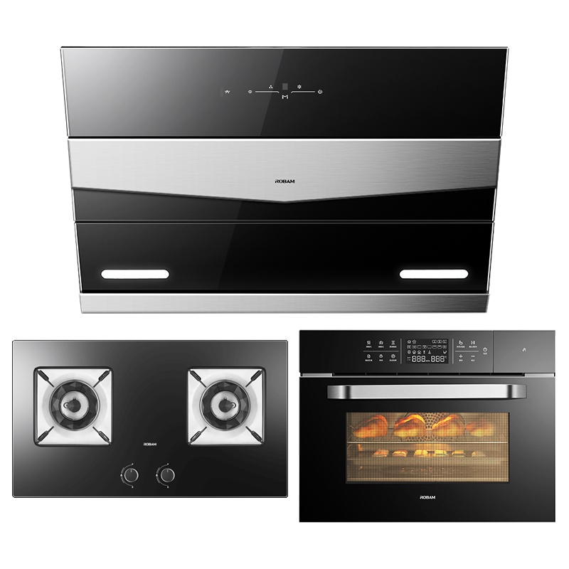 老板(ROBAM)侧吸式触控式20立方大吸力抽油烟机然气灶27N1H+37B0+C973X蒸烤一体机