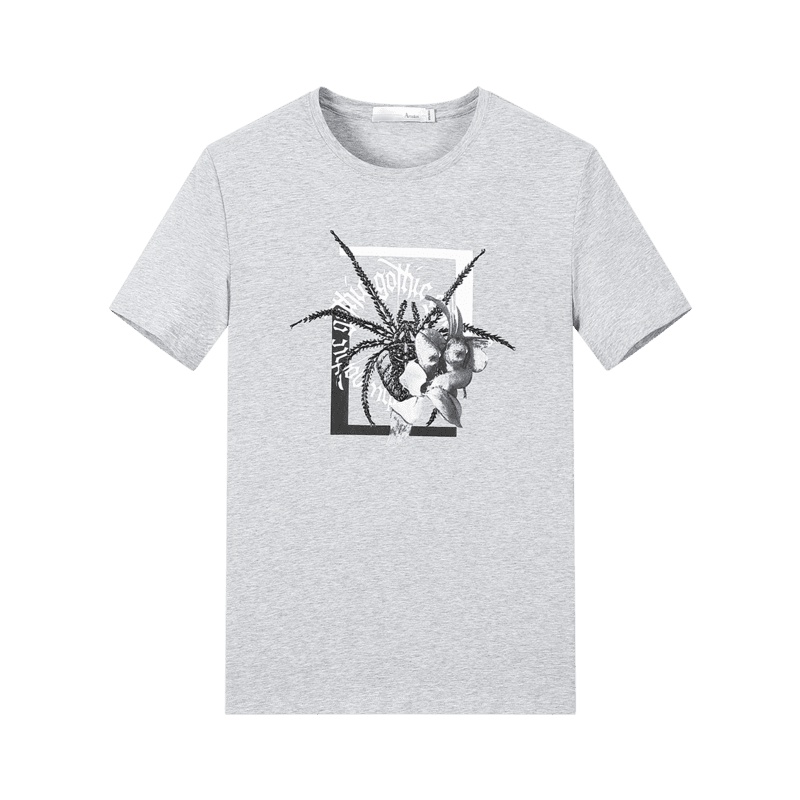 阿仕顿男装夏季韩版棉质圆领短袖T恤时尚潮印花打底衫