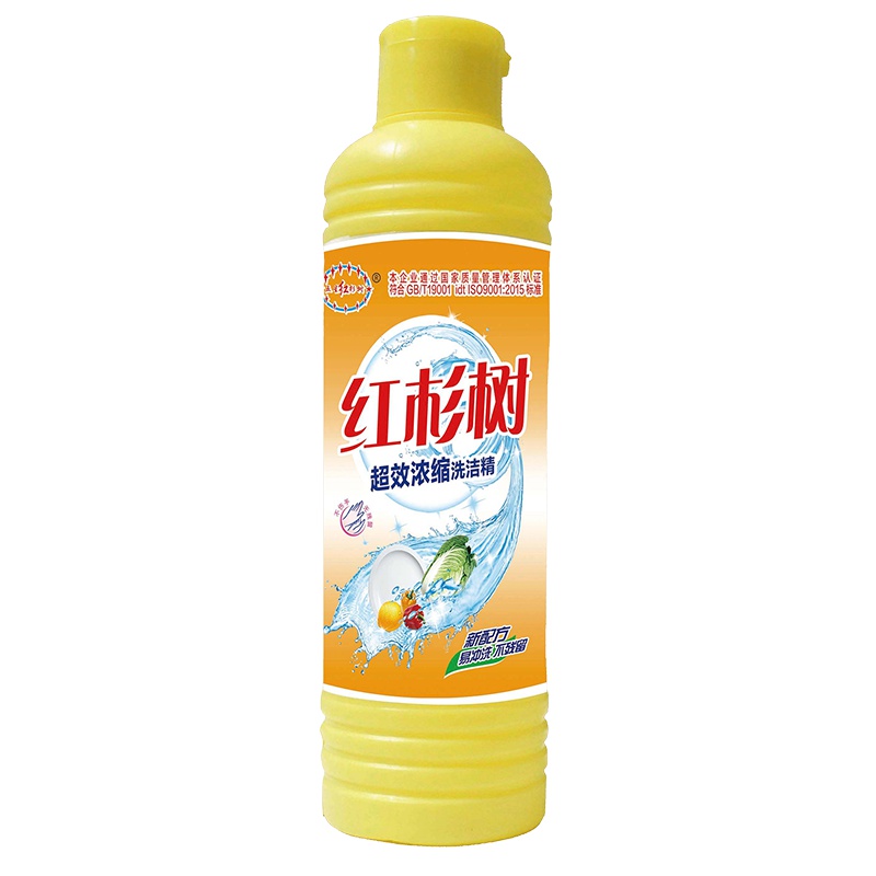 红杉树 5瓶*500g超效浓缩洗洁精黄色包装 新配方洗洁精易冲洗不残留 强力去污去油洗洁精