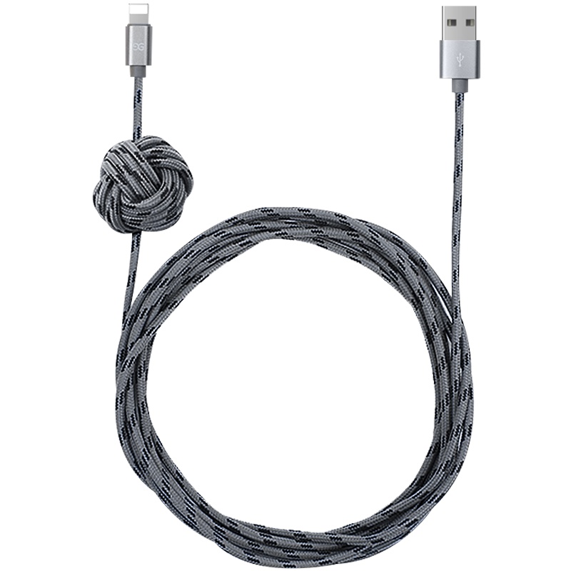 古尚古苹果数据线iPhone13充电线6s器X手机8plus加长7快充弯头5s短8P苹果数据线[尼龙编织线-3米]-钛空