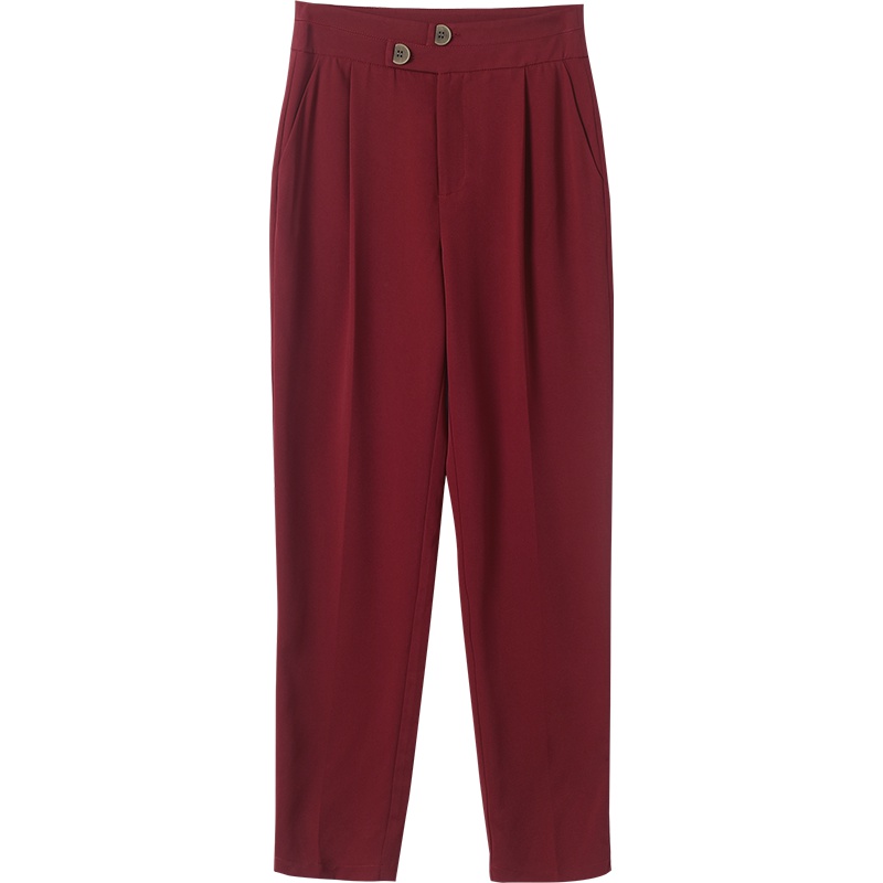 OSA欧莎2019新款夏九分休闲裤女百搭高腰直筒裤子薄款显瘦洋气