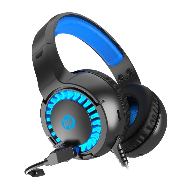 惠普DHE-8011头戴式耳麦耳机电竞游戏降噪式麦克风有线带话筒台式笔记本吃鸡听声辩位男生低重音无光版