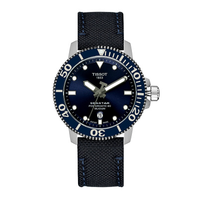 天梭(TISSOT)瑞士手表 时尚独特 海星系列织物男士机械表T120.407.17.041.01 礼物