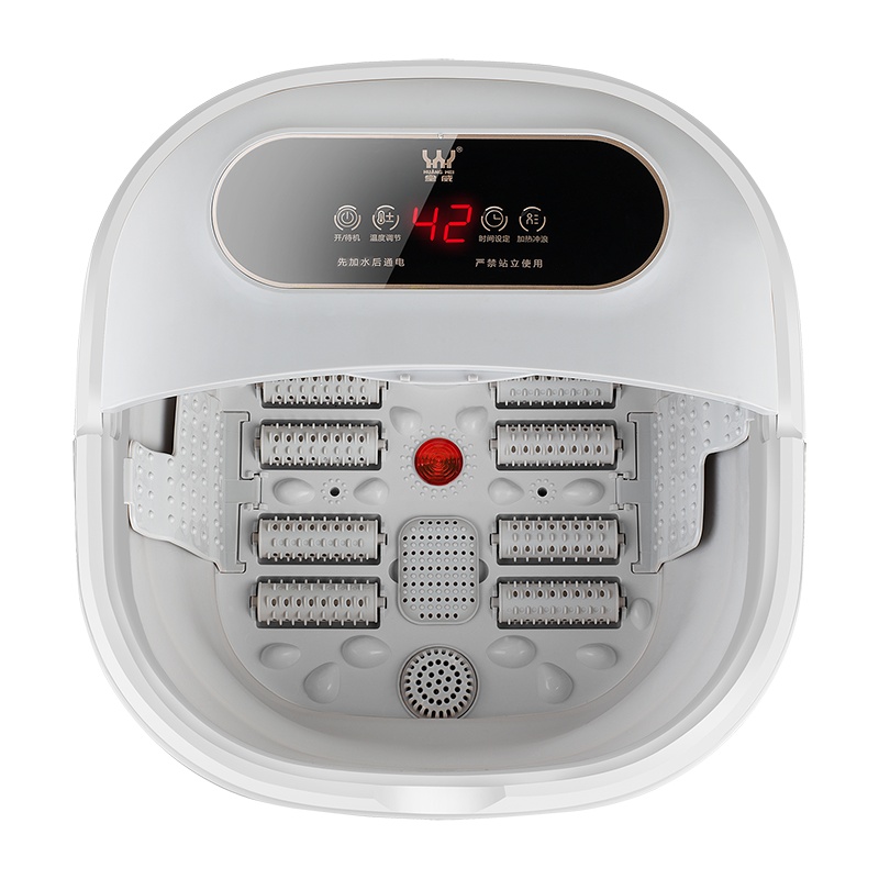 皇威足浴盆折叠泡脚盆自动加热洗脚盆恒温舒适家用脚动滚轮按摩可调温定时无线遥控 H-6101B智能款
