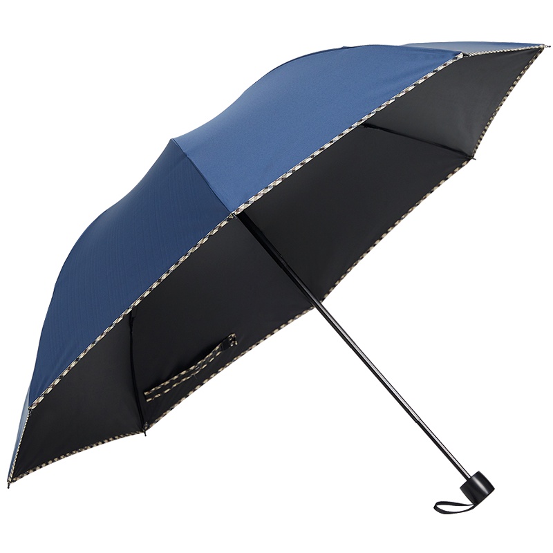红叶雨伞 黑胶加大加固强力拒水一甩干三折商务伞防晒伞 藏青色