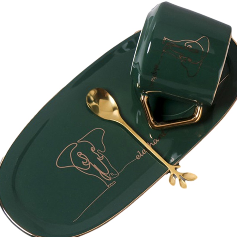 贝瑟斯 北欧小奢华金象陶瓷下午茶具水具欧式创意带托盘套装家用水杯