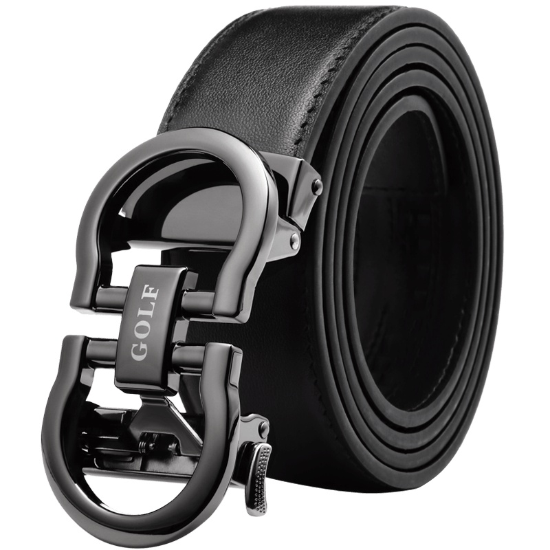 高尔夫GOLF自动扣真皮皮带男士商务腰带柔软耐磨头层牛皮裤带男礼盒装休闲时尚