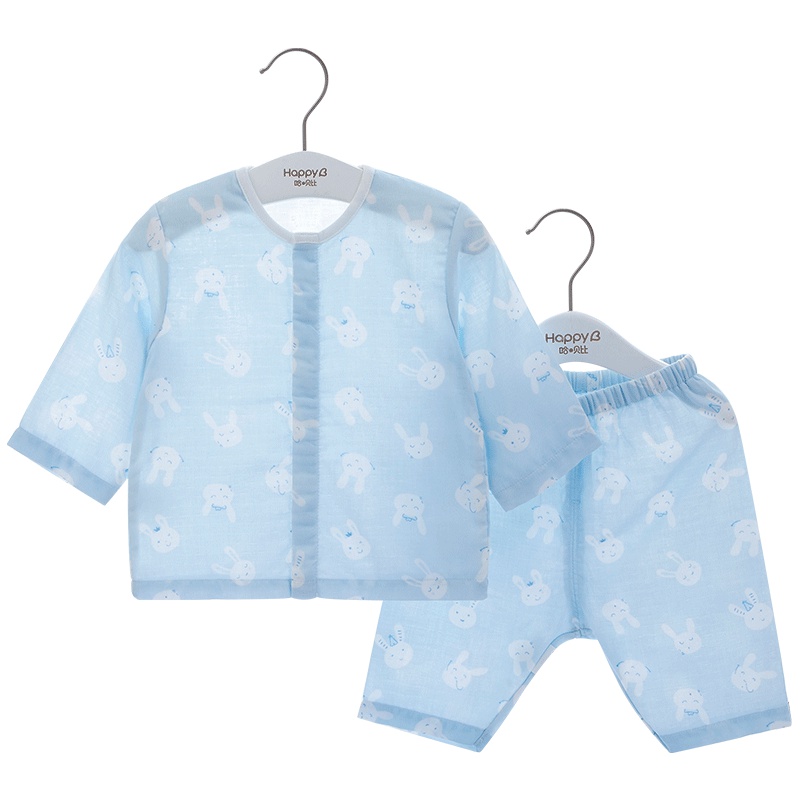 哈贝比（happyB）夏季男女宝宝睡衣纱布内衣套装婴儿衣服套装空调服薄款