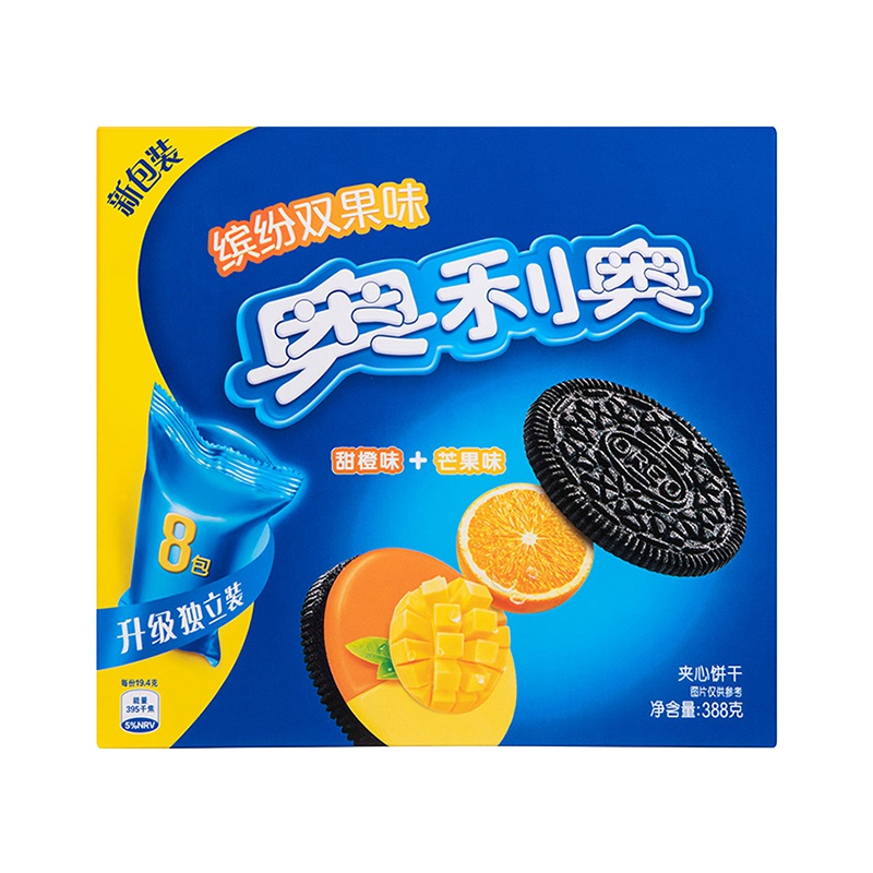 奥利奥(OREO) 夹心饼干 零食 缤纷双果味(甜橙味+芒果味)388g