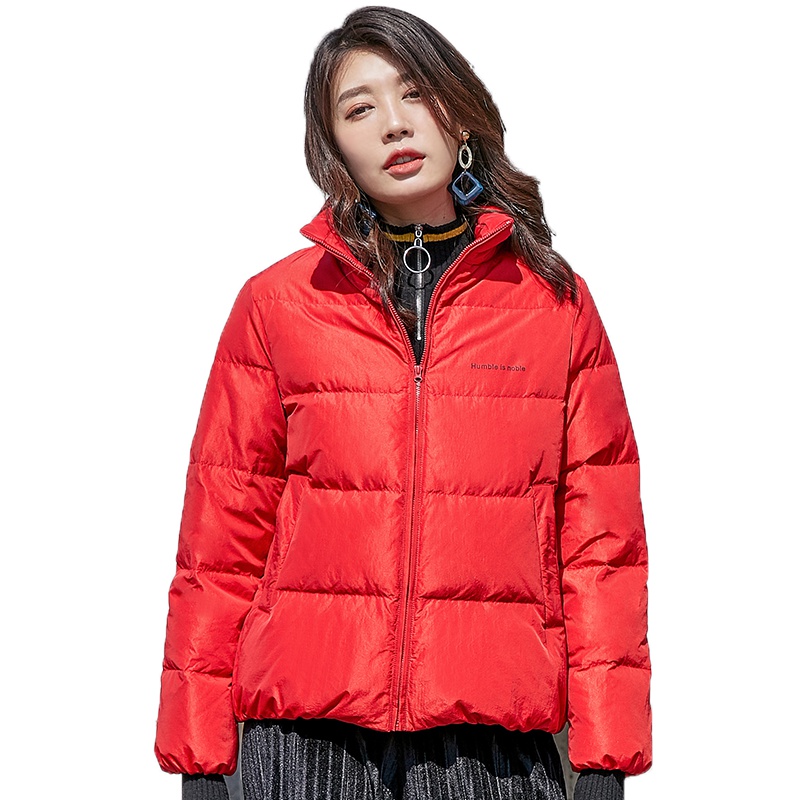 冰洁2019新款冬羽绒服女短款时尚韩版宽松面包服加厚外套J90141102D