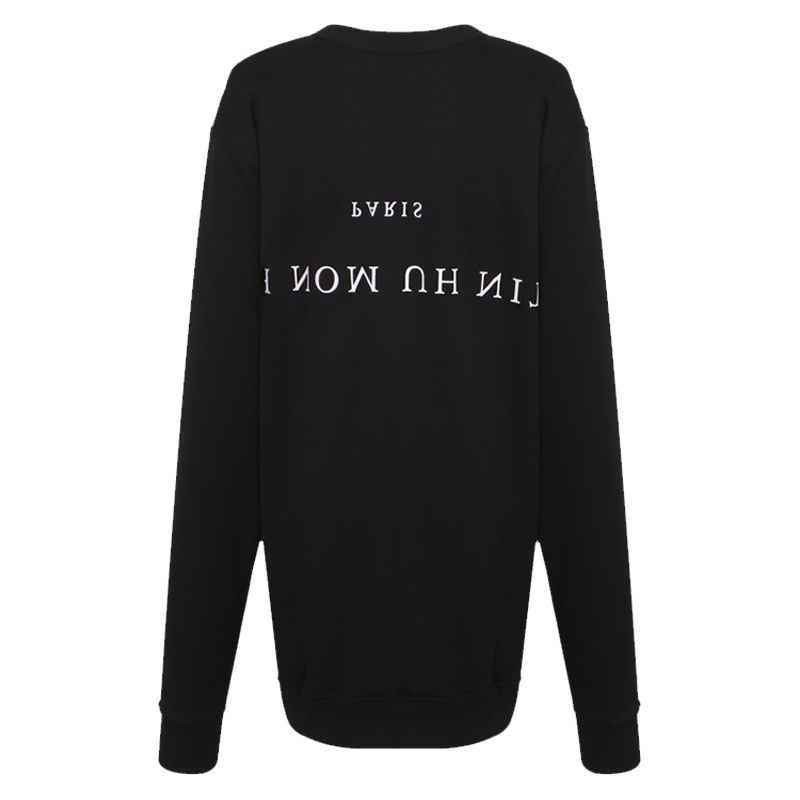 IH NOM UH NIT女士黑色棉质套头无帽圆领卫衣NCS18336 009