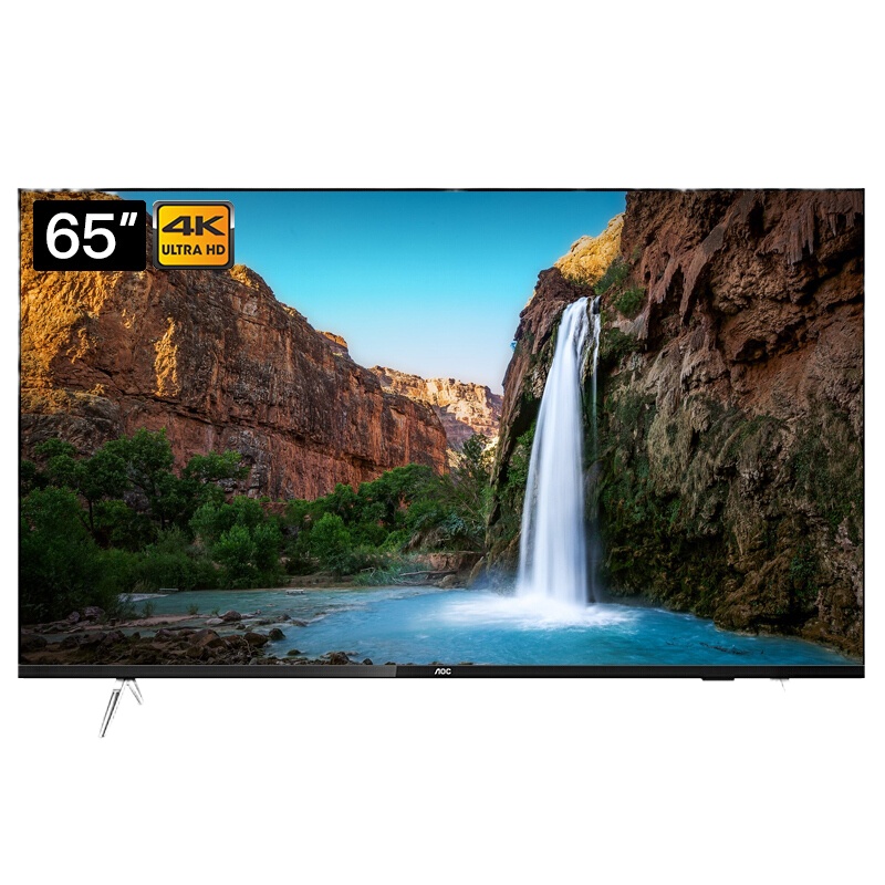 AOC液晶平板电视 65英寸智慧大屏显示器 4K全面屏HDR 10bit色彩 1+8G 安防监控人工智能杜比音效65I3