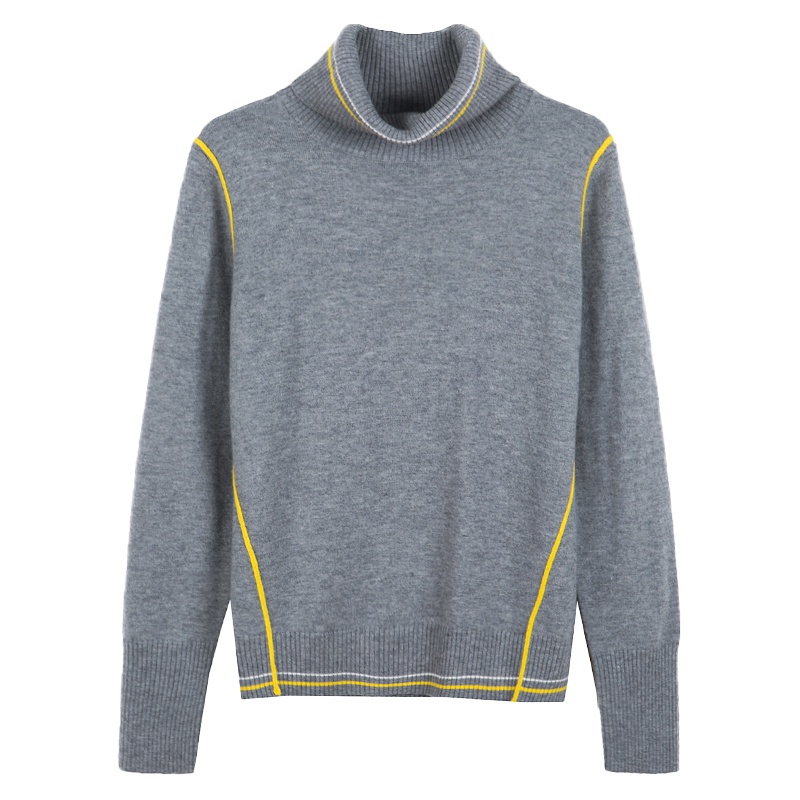 yaloo/雅鹿女装羊毛衫女高领套头针织衫新款双翻领修身打底毛衣x