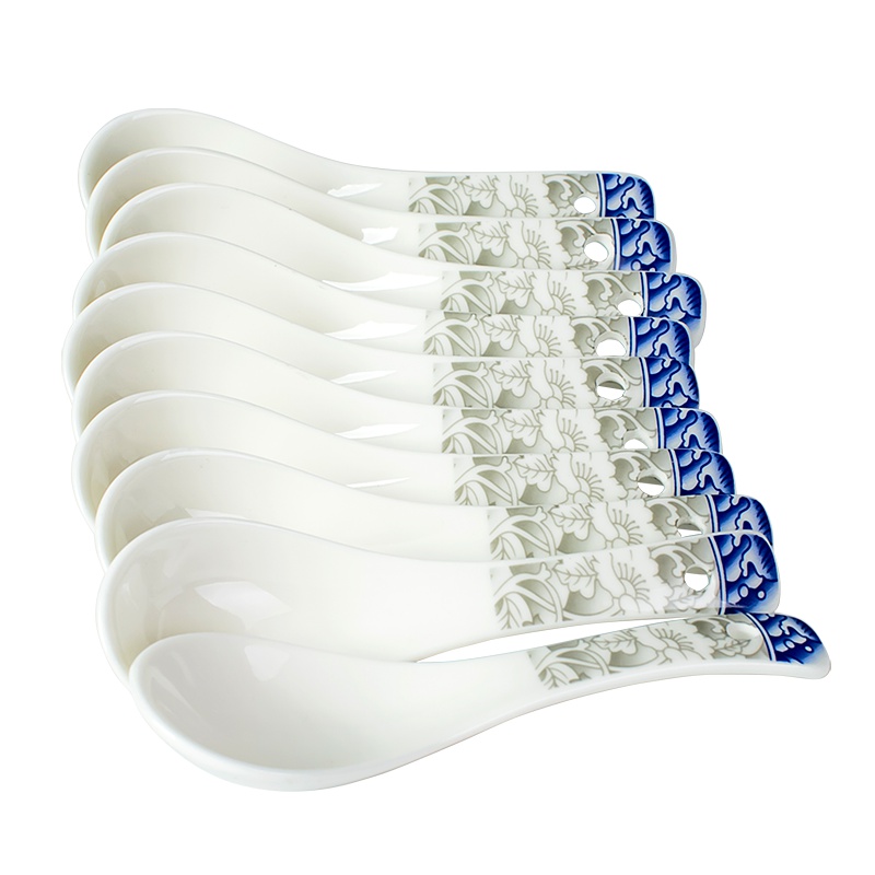 瓷物语吃饭喝汤调羹量勺餐具陶瓷创意家用小勺子10只装