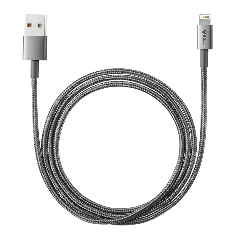 公牛(BULL)GNV-J7D10全长1米尼龙编织数据线深空灰苹果MFI认证芯片USB充电数据线适用于苹果手机