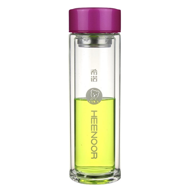 希诺 XN-6505 双层玻璃杯 220ml 女士便携水杯过滤耐热花茶杯可爱创意玻璃杯 (单位:个)