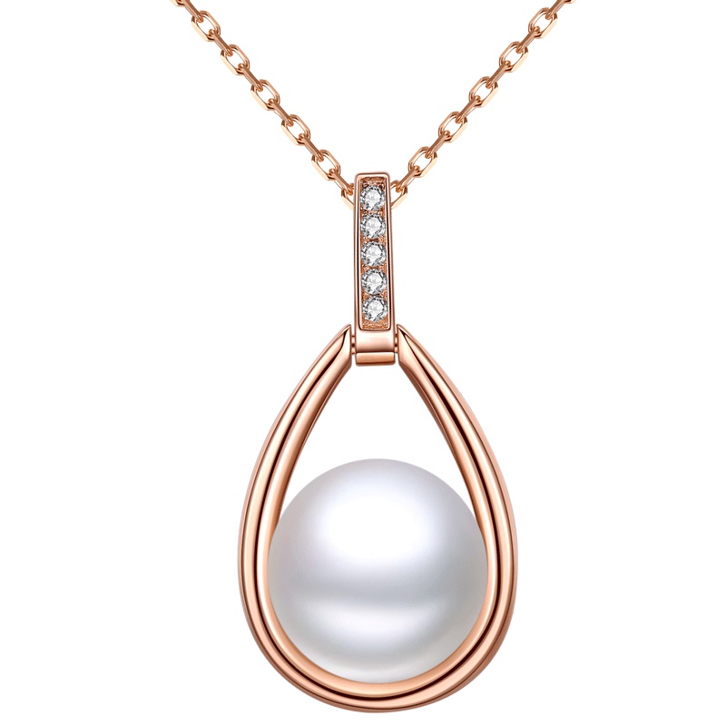 佰色传情(BRIR)10-11mm淡水珍珠项链S925纯银吊坠韩版送妈妈