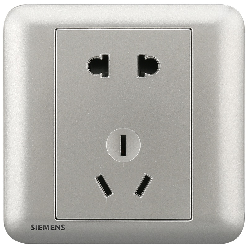 西门子(SIEMENS)开关电源插座面板86型家用皓睿硒釉银五孔