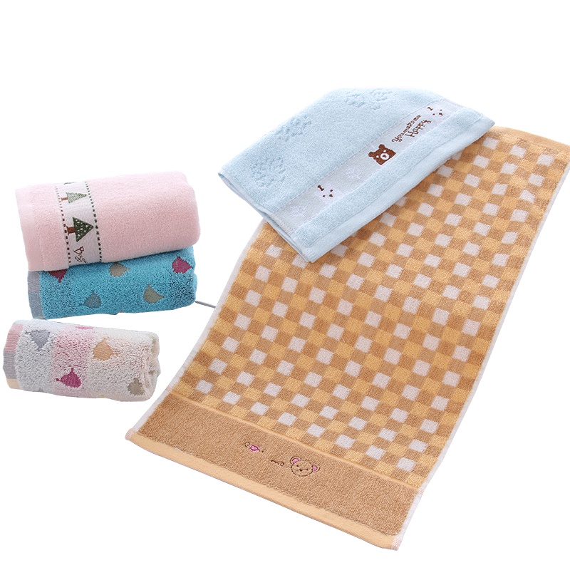 图强5条装纯棉洗脸小毛巾 长方形成人情侣儿童宝宝卡通全棉童巾