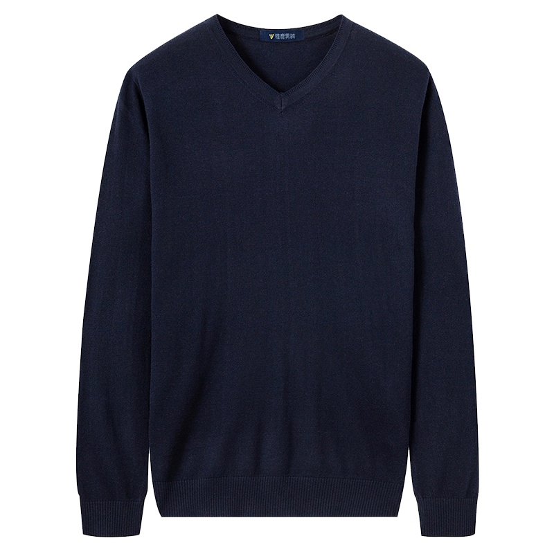 雅鹿男装秋冬上新纯色V领套头柔软舒适长袖男士针织衫毛衣19308801
