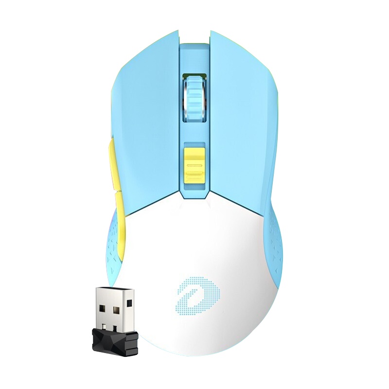 达尔优牧马人萌新EM901可充电无线有线双模电竞游戏鼠标吃鸡LOL可编程笔记本台式鼠标901白蓝(有线+2.4G无线)