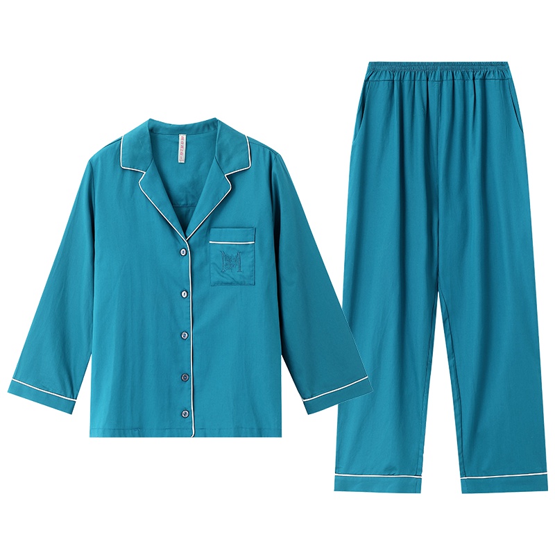 苏宁极物 女式甜美优雅睡衣绣花纯棉女款家居服套装睡衣睡裤简约时尚