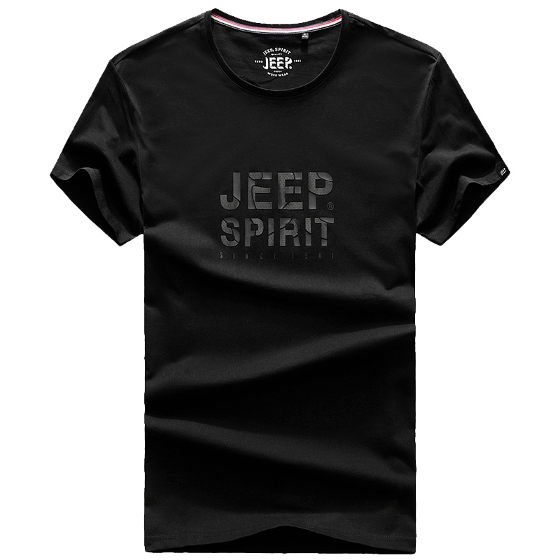 JEEP/吉普2019夏季男士短袖T恤圆领印花棉质宽松大码休闲半袖T恤