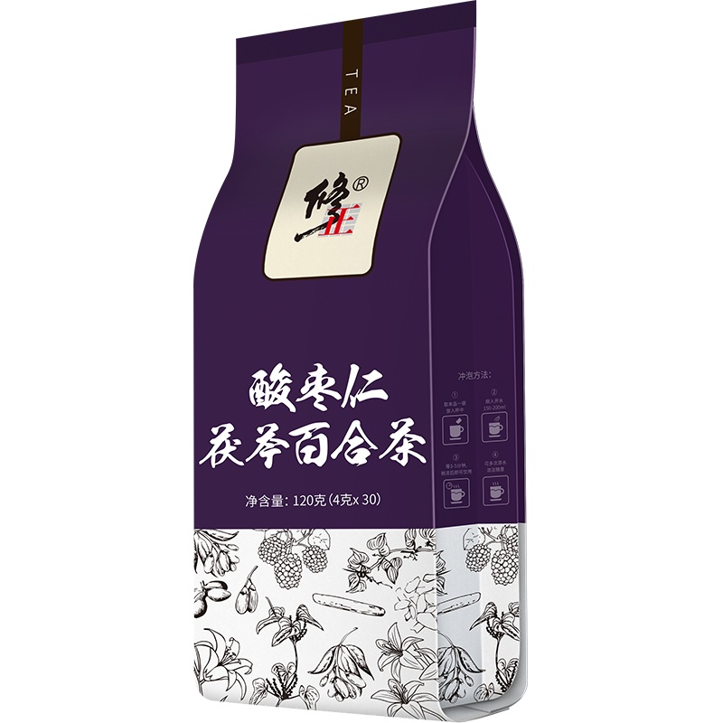 修正酸枣仁茯苓百合茶120g养生茶安睡多梦睡前睡眠质量差