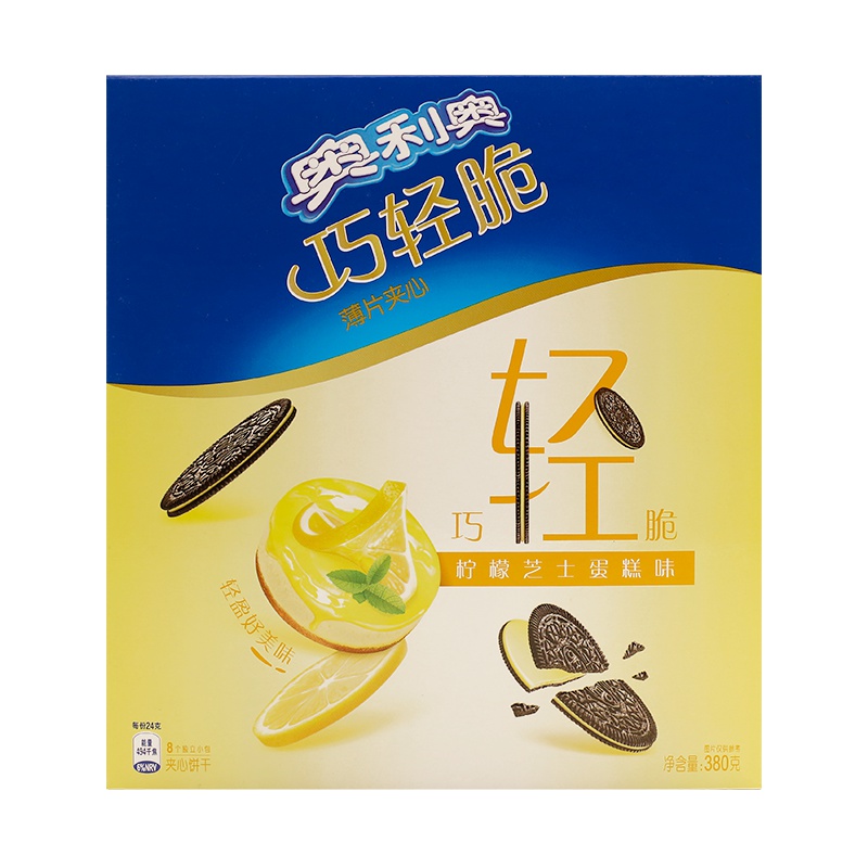 奥利奥(OREO) 夹心饼干 零食 巧轻脆薄片柠檬芝士蛋糕味380g