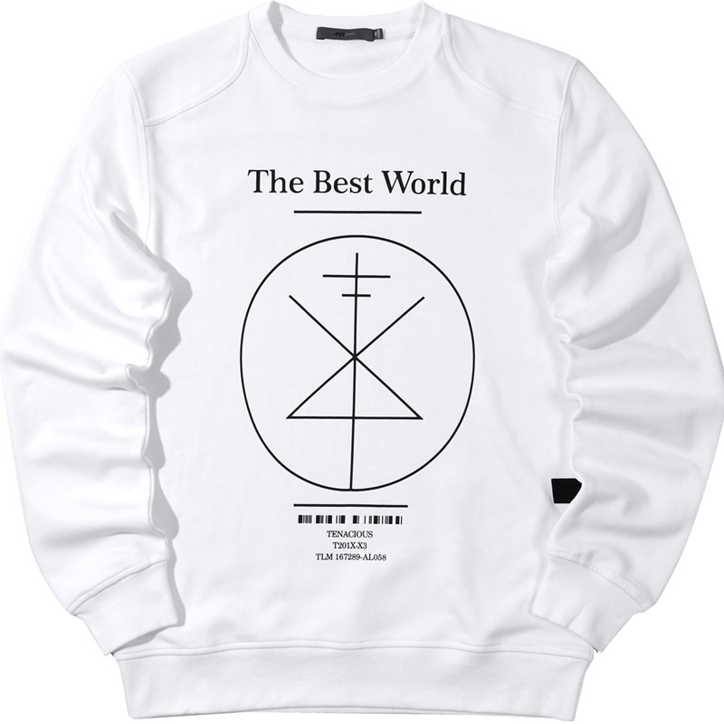 黑鲸印花装饰圆领卫衣秋季男装基础易搭套头衫男CNZWJ38051A