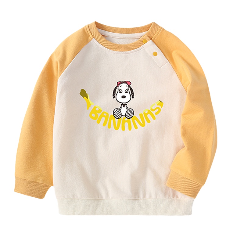 SNOOPY史努比女童针织卫衣罗纹口插户袖可爱柔软细腻潮圆领潮上衣