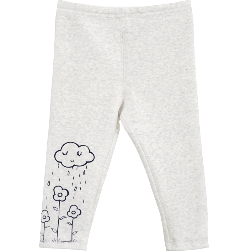 婴姿坊女童春秋长裤小女孩外出防蚊纯色田园风打底裤