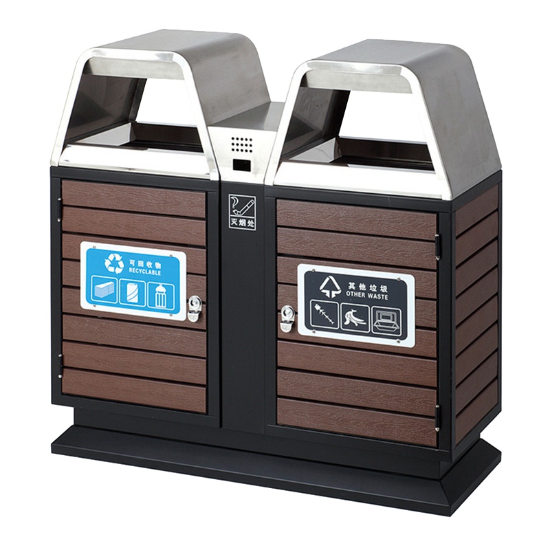【规格：100*42*100 单位：cm 镀锌板+不锈钢边框】不锈钢户外分类垃圾桶 学校街道小区广场 果皮垃圾箱室外