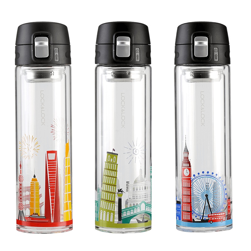 乐扣乐扣(lock&lock)城市系列304不锈钢双层玻璃杯LLG663 350ml