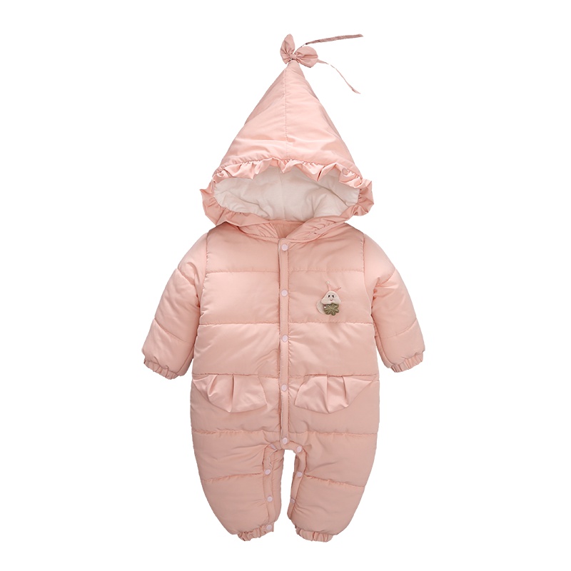 依尔婴婴儿衣服秋冬季女宝宝0-3-6个月保暖加厚新生儿外出连体抱衣LTY499