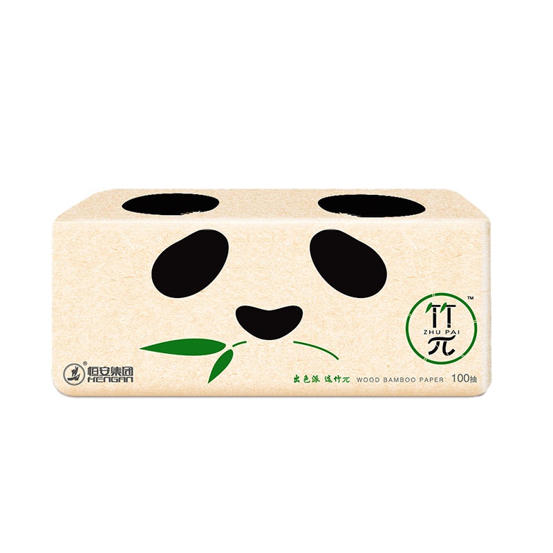 心相印竹π竹浆本色三层100抽塑装面巾纸*20包