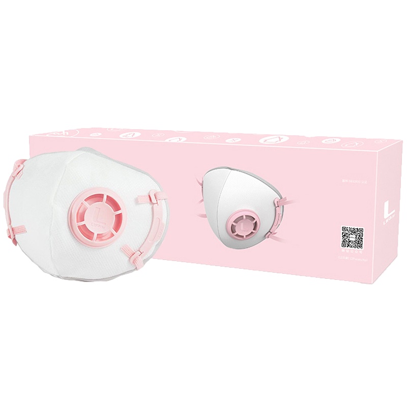 LIFAair 防雾霾口罩LM95JP儿童口罩防雾霾防尘甲醛异味防PM2.5带呼吸阀KN95耳戴头戴颈戴式粉色 十二只
