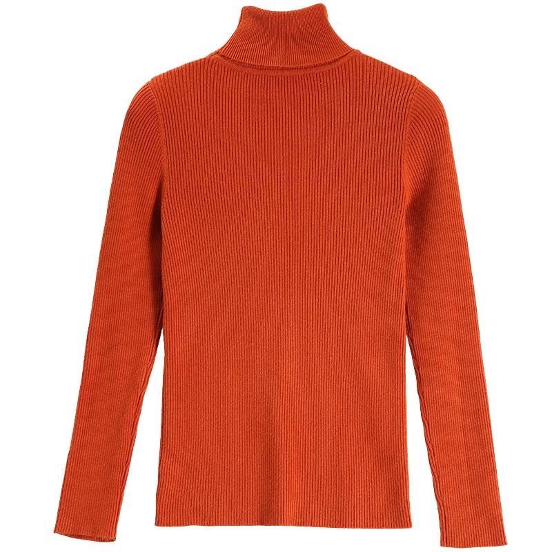 高梵2019早秋毛衣女修身时尚韩版纯色高领套头保暖针织打底衫