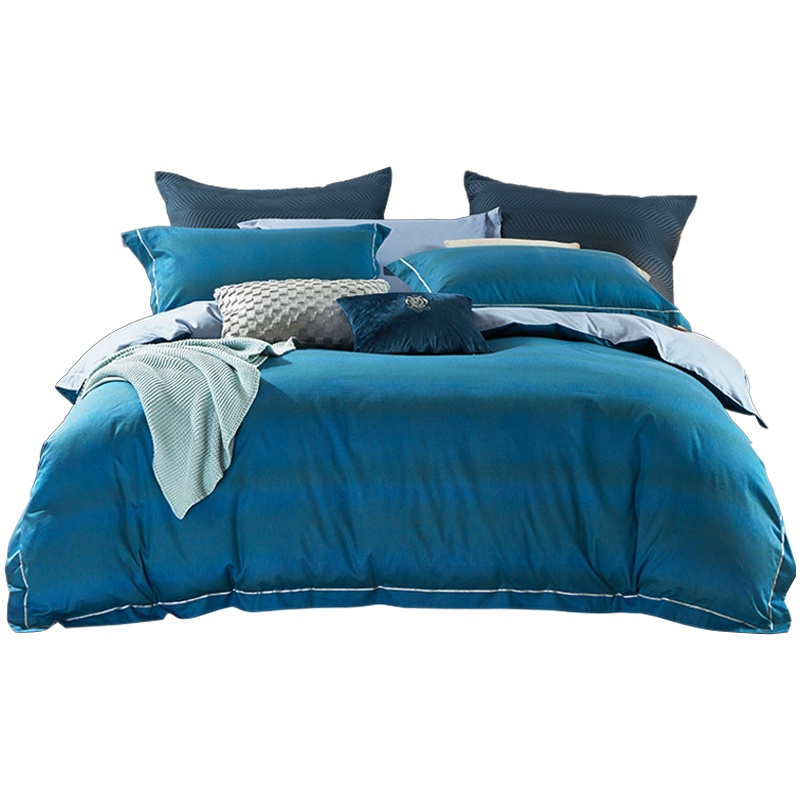 LOVO家纺罗莱生活出品四件套 全棉简约床单被套床品套件 菲尔德 1.8