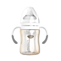 威帝熊/Villdybear新生婴儿奶瓶 PPSU轻便防摔奶瓶宝宝喝奶喝水两用 环保0油墨刻度 180ML 奶嘴M 白色