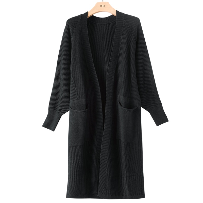 晚白2020秋冬新品简约纯色通勤休闲居家中长款毛衫针织衫外套女