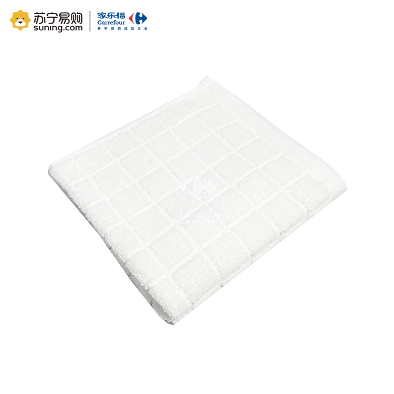 克丽丝半无捻素色缎档方巾白色34*34cm(一条装)-新疆棉