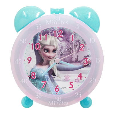 迪士尼(DISNEY)儿童闹钟学生卧室床头钟时尚懒人钟冰雪奇缘艾莎公主可爱卡通儿童石英台钟闹铃儿童教学闹钟