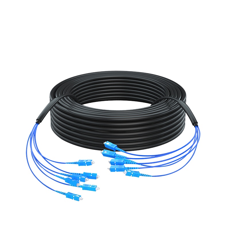 千天(QANTOP)室外SC-SC铠装光缆架空免熔接光纤跳线成品线电信级户外单模6芯网线延长监控传输光纤线300米